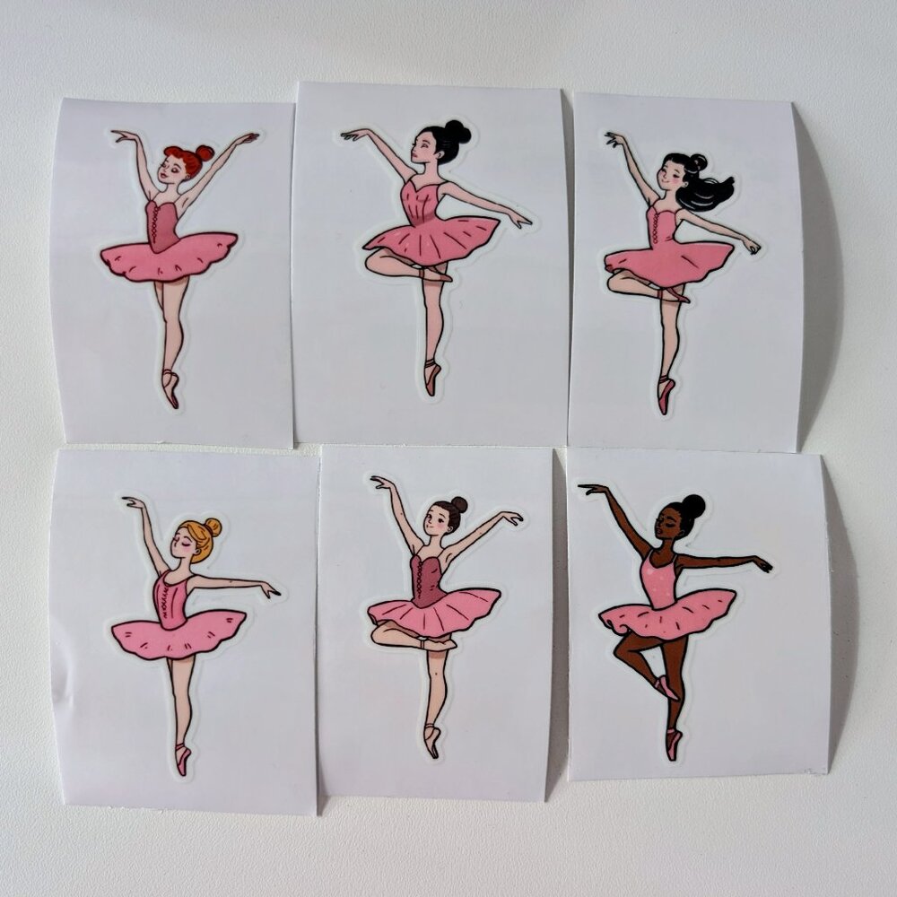 6 Ballet Dancers UV DTF stickers
